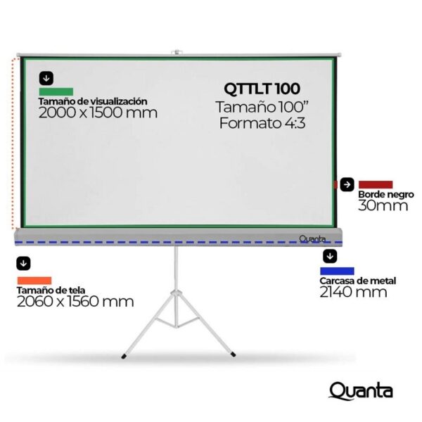 pantalla para proyector quanta qttlt100 tripode white