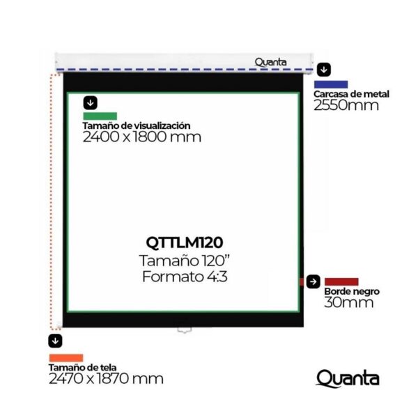pantalla para proyector quanta qttlm 120" de proyeccion manual