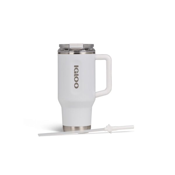 vaso tÉrmico igloo 950ml sstl flip 'n' sip travel mug blanco 71221 con pajita