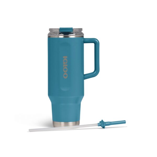 vaso tÉrmico igloo 1.2l sstl flip 'n' sip travel mug azul moderno 71228 con pajita