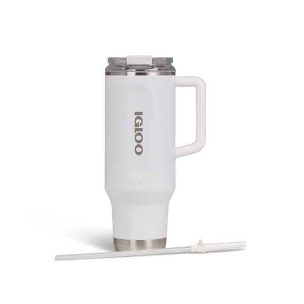 vaso tÉrmico igloo 1.2l sstl flip 'n' sip travel mug blanco 71226 con pajita