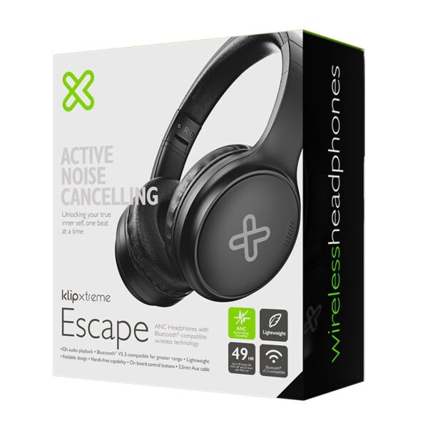 auricular klip xtreme headset escape knh 300bk mic/anc/bt/3.5mm/negro