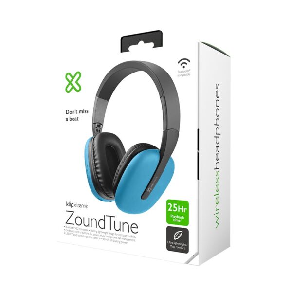 auricular klip xtreme headset zoundtune kwh 010bl mic/bt/1 jack/3.5mm/azul