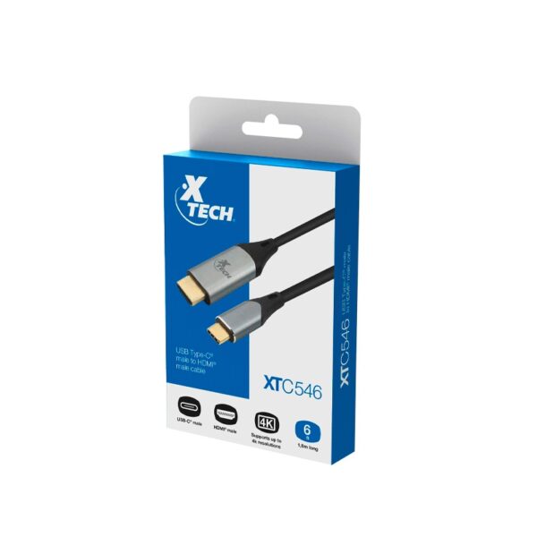 cable xtech xtc 546 usb c(m)/hdmi(m) 1.82m/4k/30hz negro