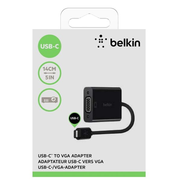 adaptador belkin blk25 usb c vga negro