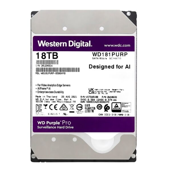 disco duro western digital 18 tb purple pro 7200 512mb wd181purp surveillance