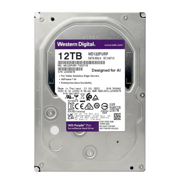 disco duro western digital purple pro 12 tb wd122purp 7200 512mb surveillance