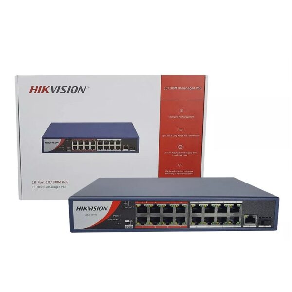 switch hikvision ds 3e0318p e/m(b) 16 puertos