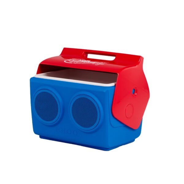 conservadora con parlante igloo 26 latas kooltunes rojo con azul 1p 37x28x35cm 27775