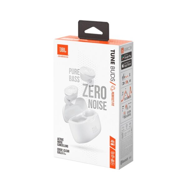auricular jbl tune buds jbltbudswhtam bt/mic/tws/anc/ip54/blanco