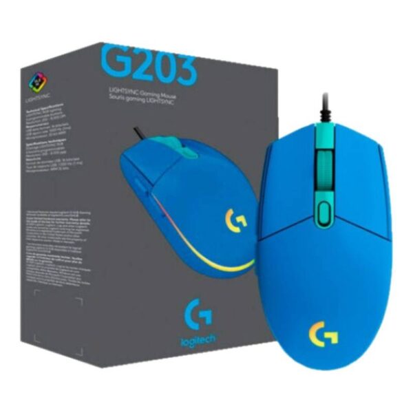mouse gamer logitech 910 005795 g203 azul