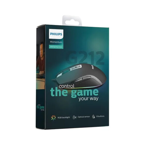 mouse gamer philips g212 momentum rgb 1000/6400dpi