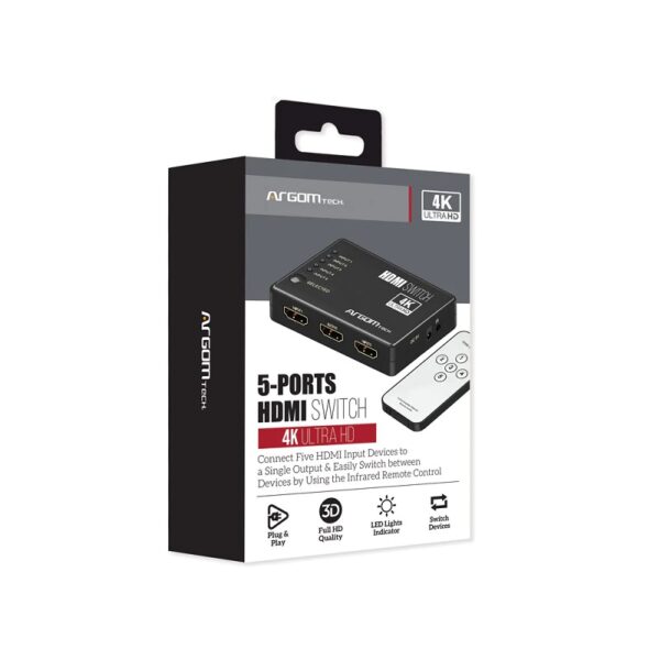 switch argomtech arg av 5125 5 puertos hdmi 4k hd