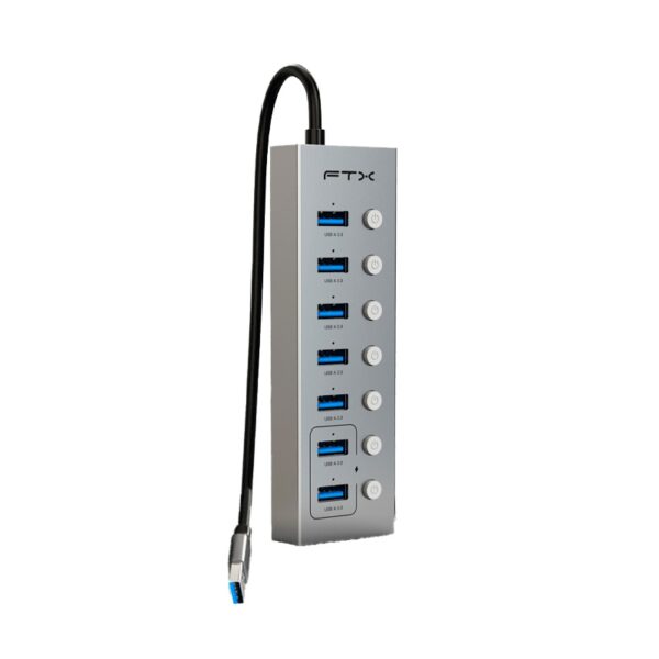 hub usb a 3.0 ftx hubu7 ag 7 port/5gbps/usb c gris
