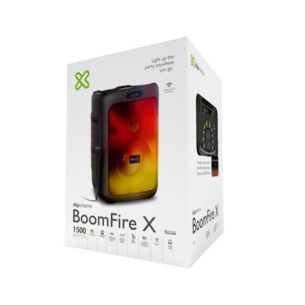 parlante klip xtreme kls 652 boomfire x 1500w/bt/aux/sd/usb/fm/tws/led/bat