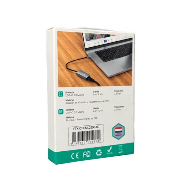 adaptador ftx ftx cml2500 ag usb c 3.1/rj45 2.5gbps/gris