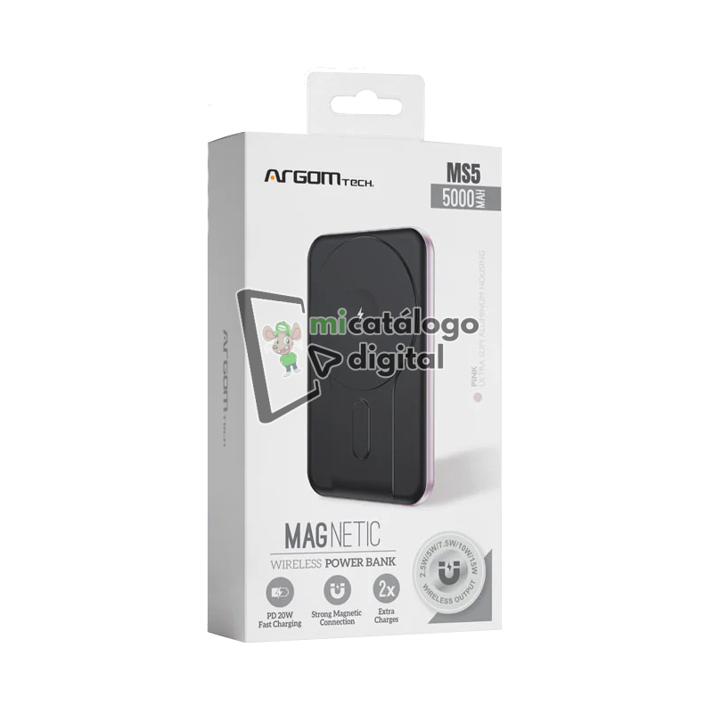 cargador magnetico inalambrico argomtech arg pb 1160pk typo c 5000 cargador magnetico inalambrico argomtech arg pb 1160pk typo c 5000