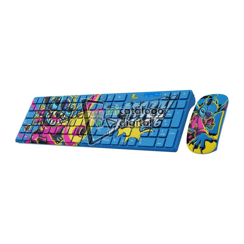 teclado + mouse inalambrico xtech xtk d312st stitch edition num/esp/azul teclado + mouse inalambrico xtech xtk d312st stitch edition num/esp/azul