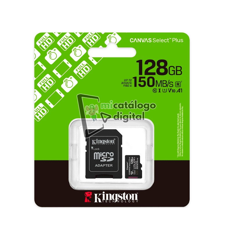 memoria kingston micro sd 128gb sdcs3/128gb canvas select plus con adaptador memoria kingston micro sd 128gb sdcs3/128gb canvas select plus con adaptador