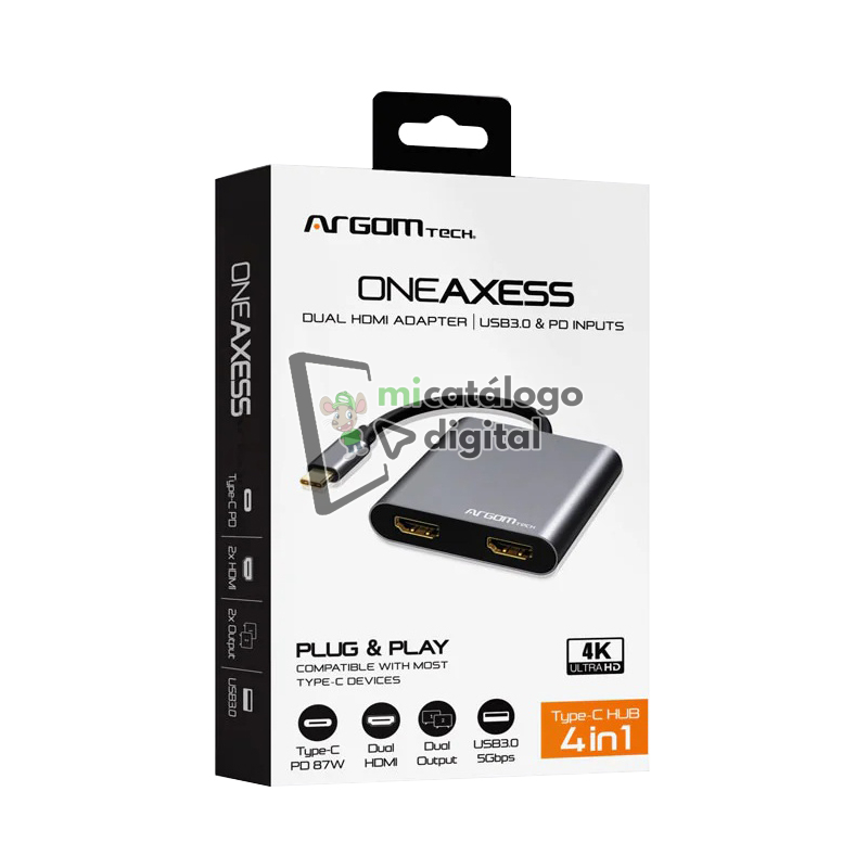adaptador argomtech arg ub 0182 hdmi dual 4 en 1 usb tipo c adaptador argomtech arg ub 0182 hdmi dual 4 en 1 usb tipo c